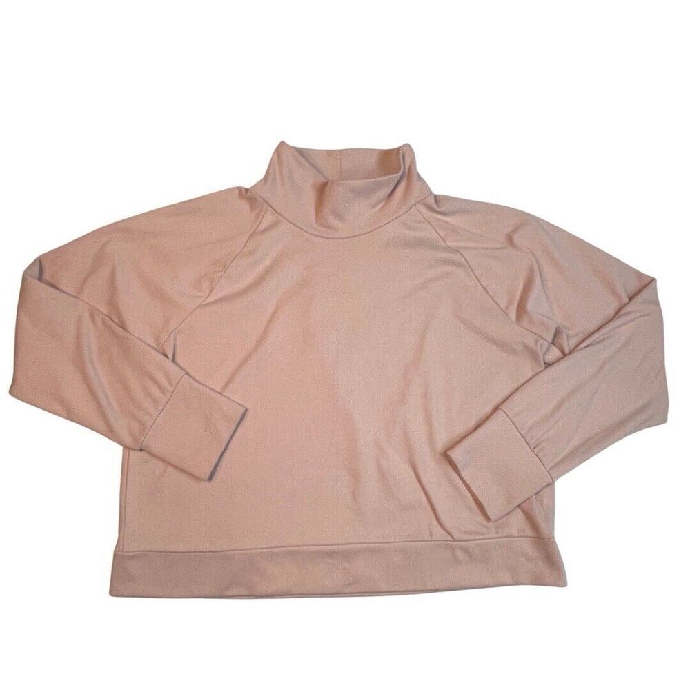 Kyodan Sweater Womens XL Brushed Pink Athleisure Preppy Cropped Mock Neck Shirt